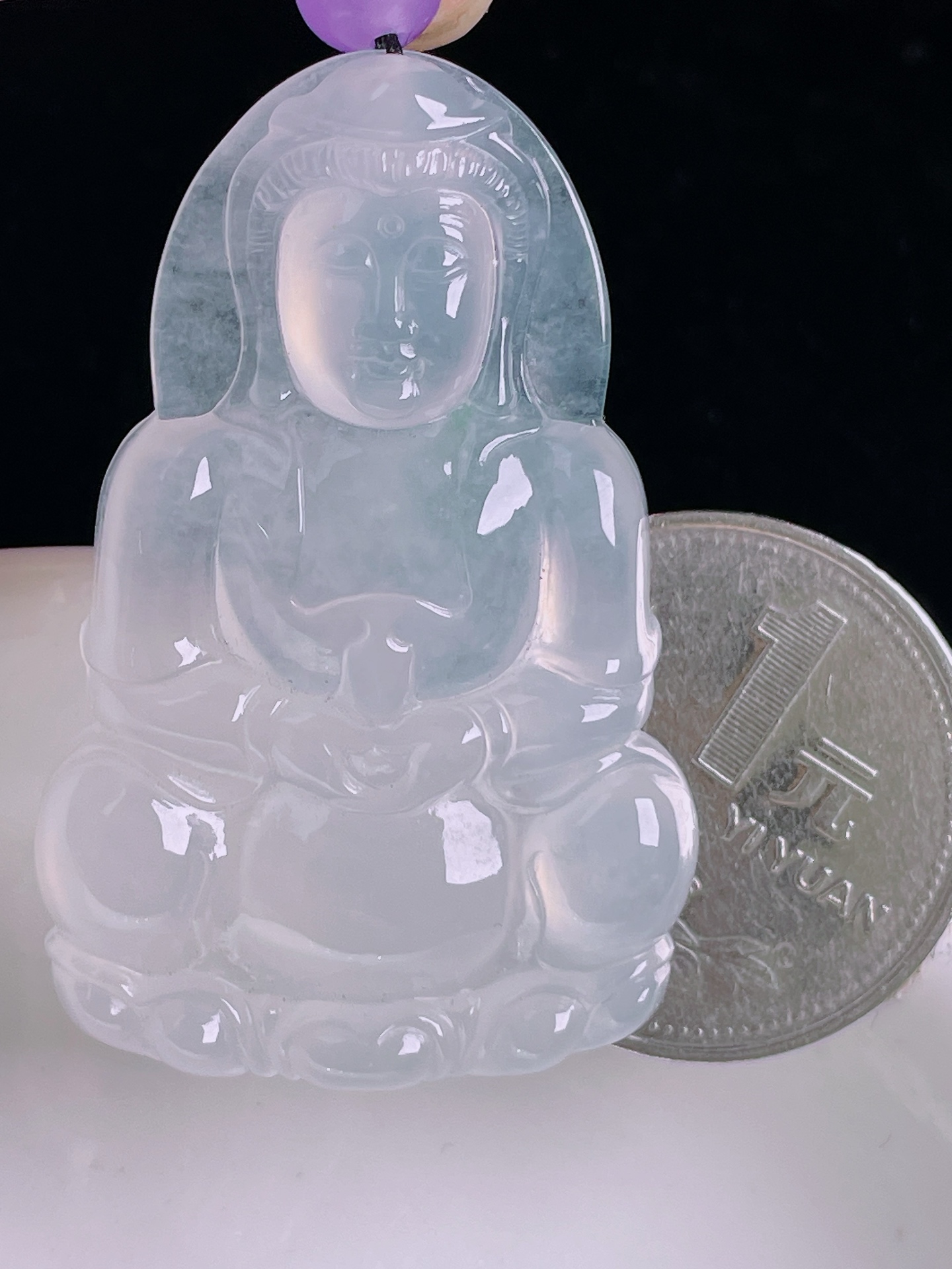 ️白冰观音，老种起光，细底通透，尺寸：44.5/29/6mm0926