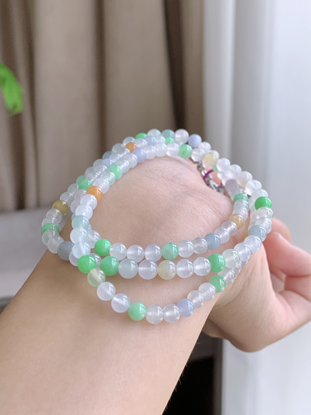 【珠子】冰多宝珠链圆珠子珠链 【说明】缅甸 性比高 【尺寸】4.5mm，29cm 【重量】22.6克
