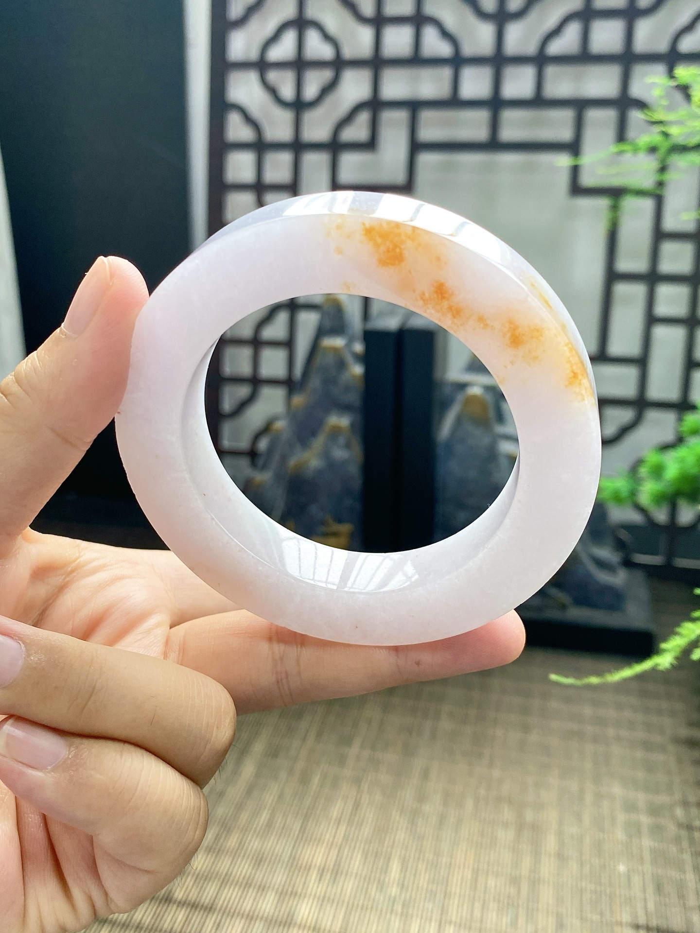 红翡洒金手镯胚 尺寸55-78-12 编号JF810-3