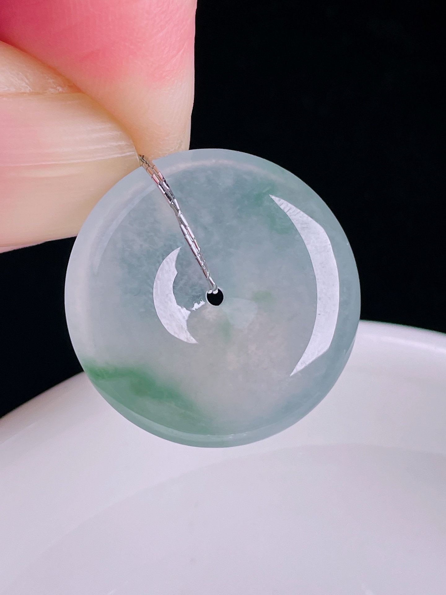 ️飘花平安扣，老种起光，细底通透，尺寸：24/5.6mm0926