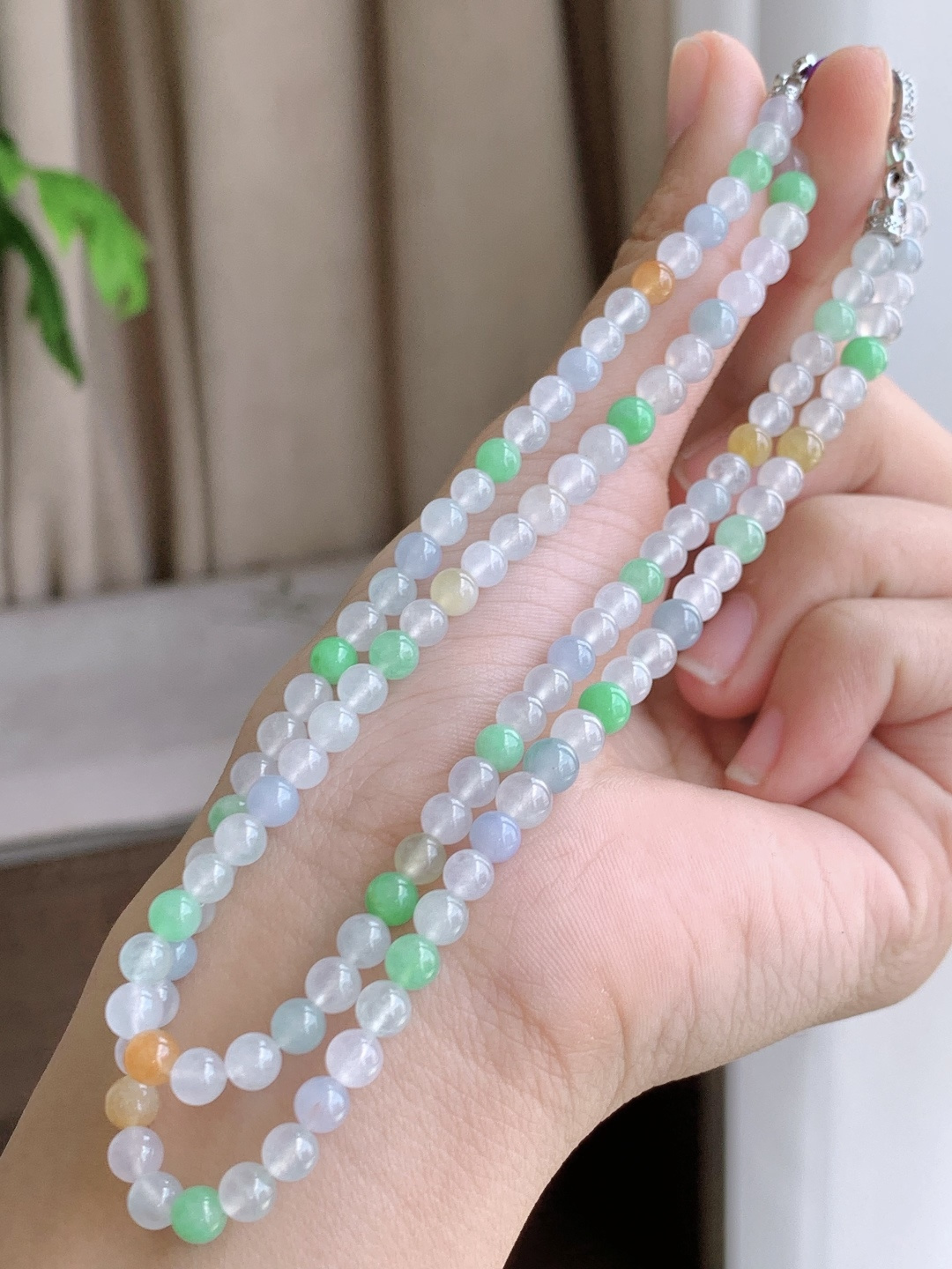【珠子】冰多宝珠链圆珠子珠链 【说明】缅甸 性比高 【尺寸】4.5mm，29cm 【重量】22.6克