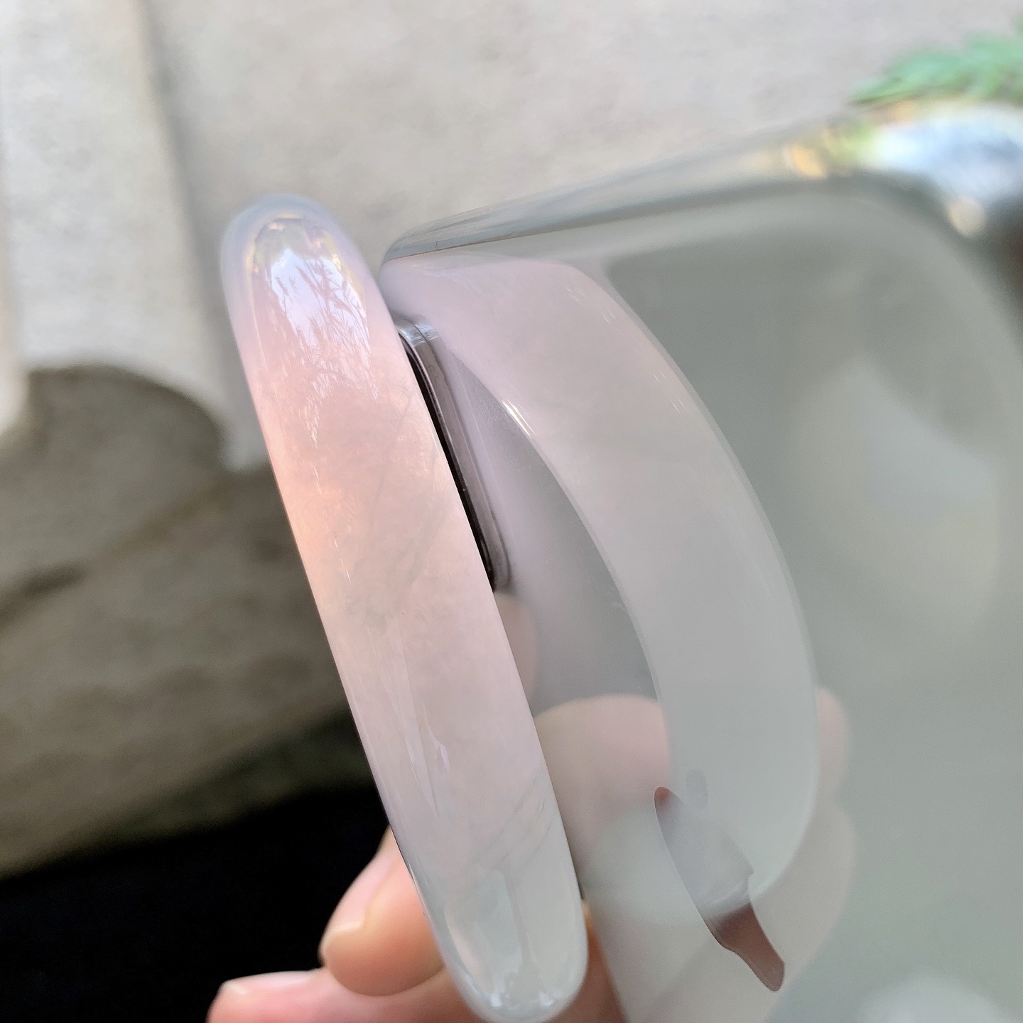 圆条58 59 圈口59.9/12/12 编码HJ092615 糯冰春彩，水润，种老，细腻，打灯有棉线