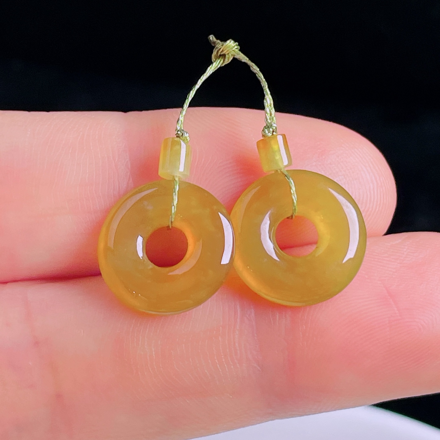 ️冰黄耳坠，老种起光，细底通透，尺寸：13/3.4mm0926