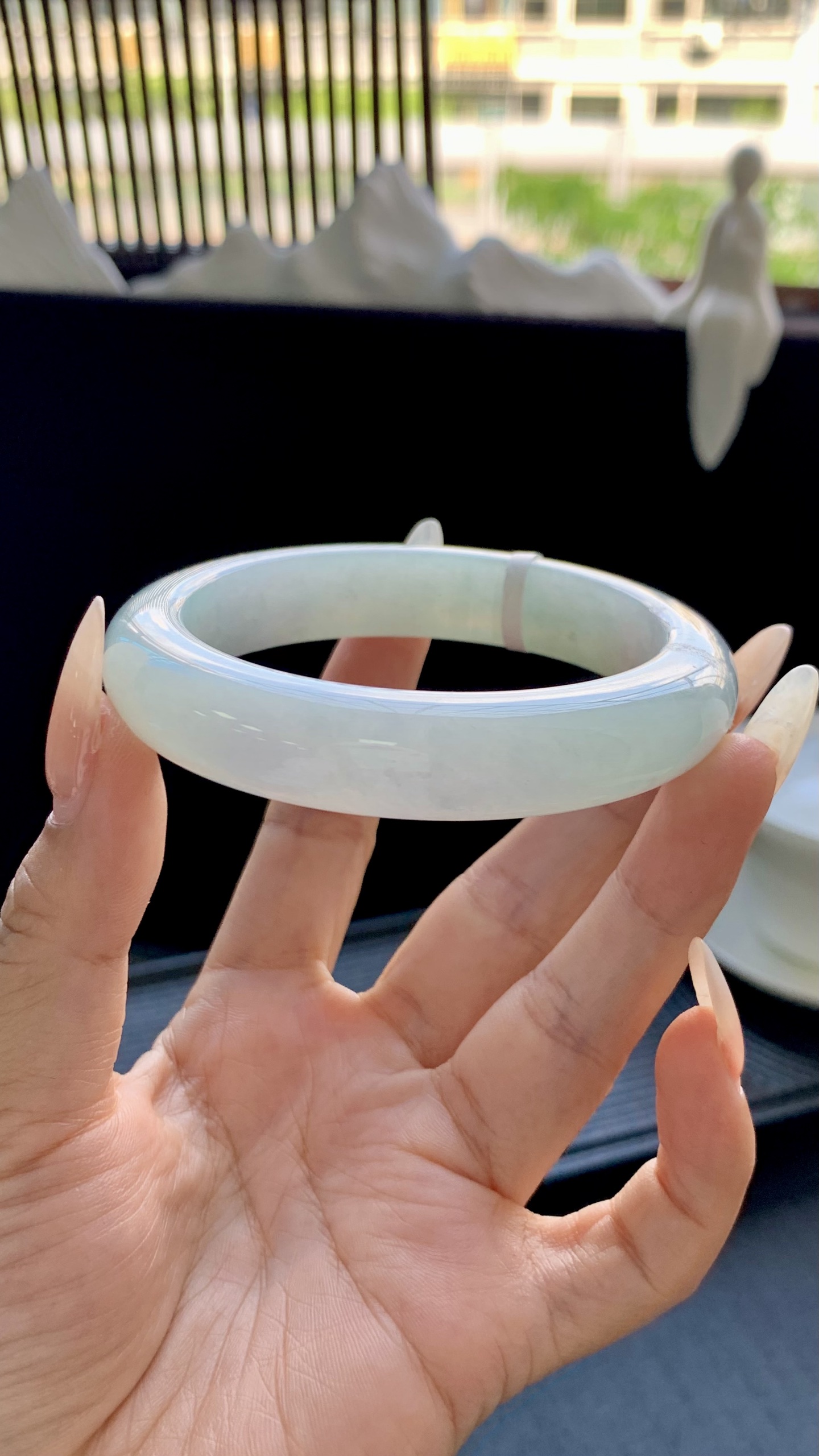 宽版冰晴飘花正圈手镯成品 HYY-4667 尺寸：58-13-9.5