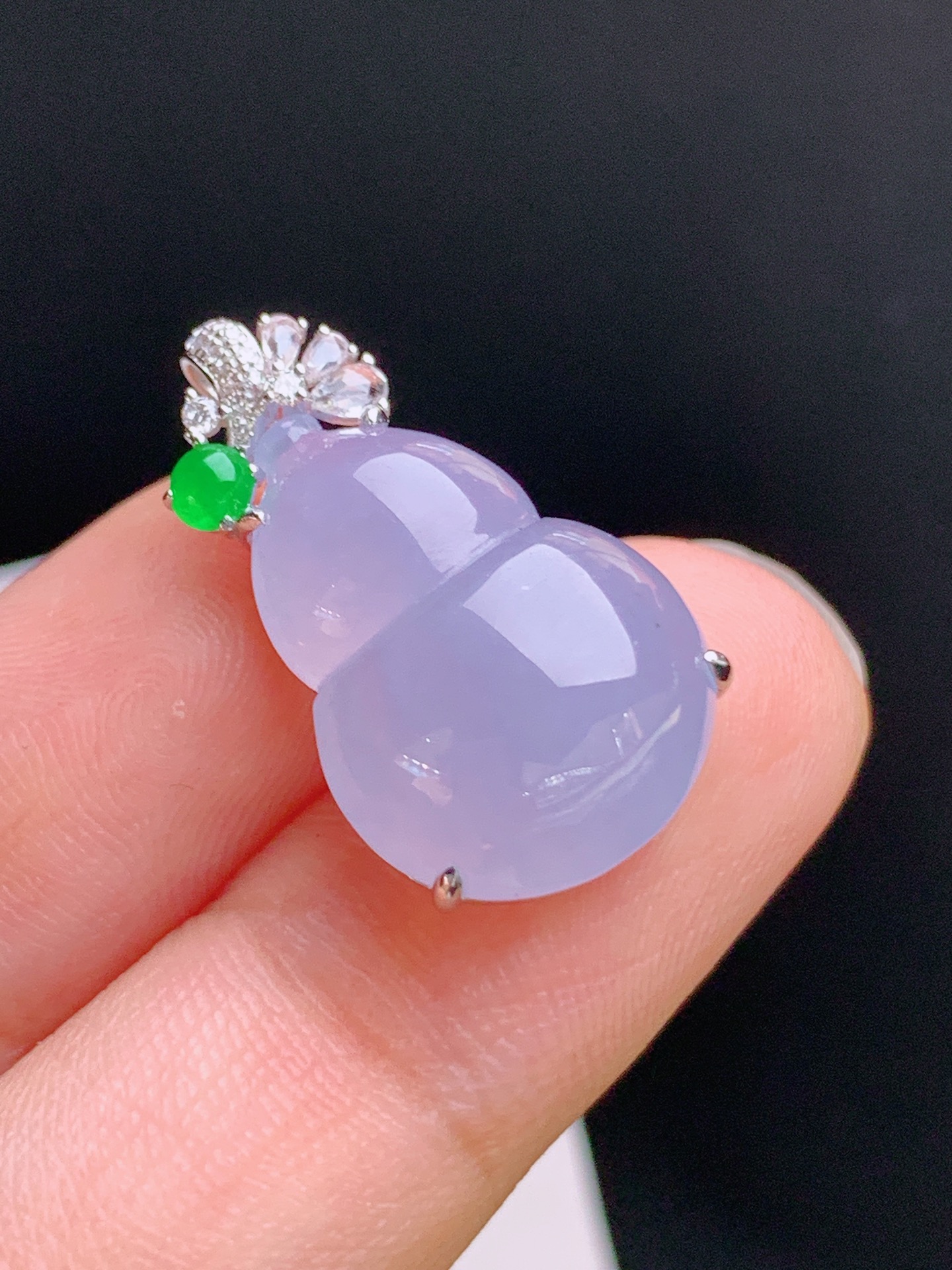 ️ 冰粉紫葫芦吊坠，18K金钻镶嵌，胶感饱满，色泽柔润 裸石17.6-13.5-1 整体23.3 96