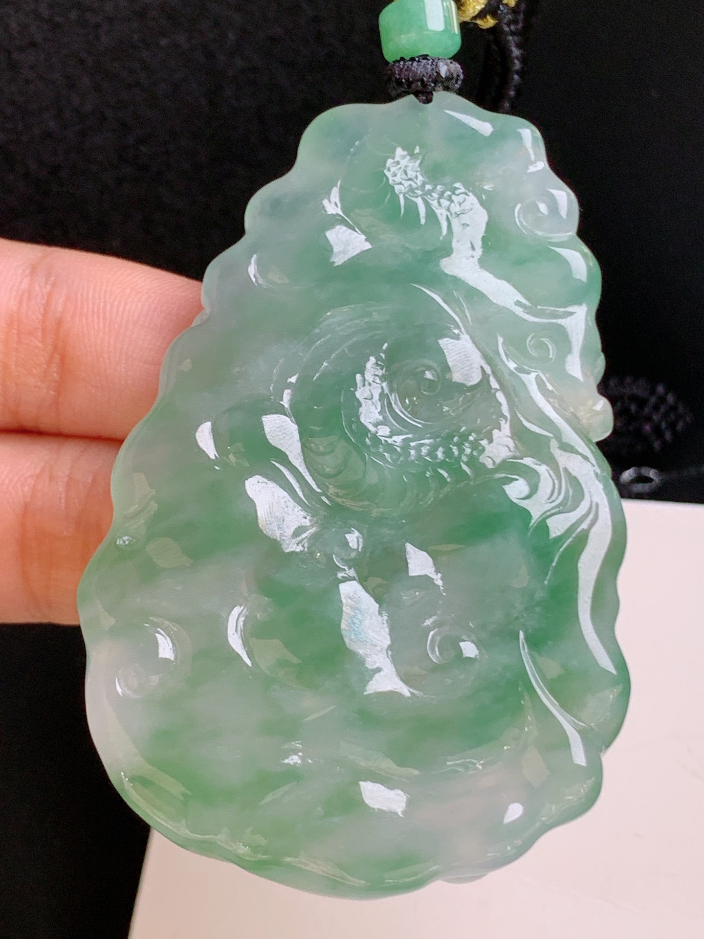 ️ 冰种飘花龙/凤，种水清亮，雕工精湛，色泽鲜活，裸石65.9-45.1-8.8