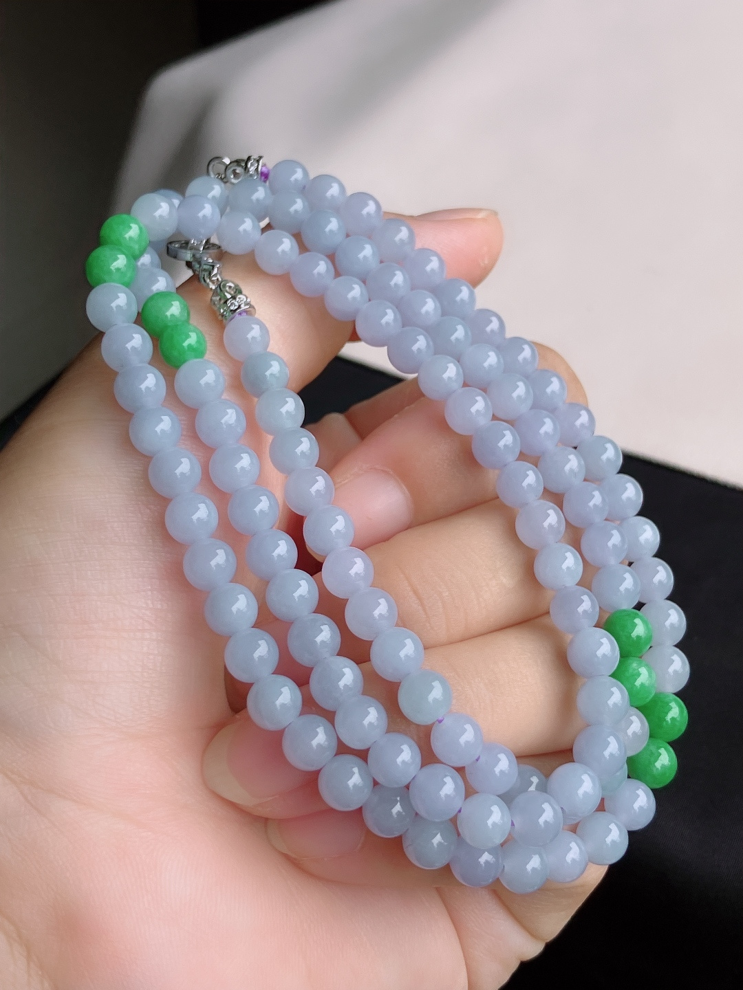 ️，双彩珠链，晶莹剔透，尺寸5.8/3圈半，自然光实拍