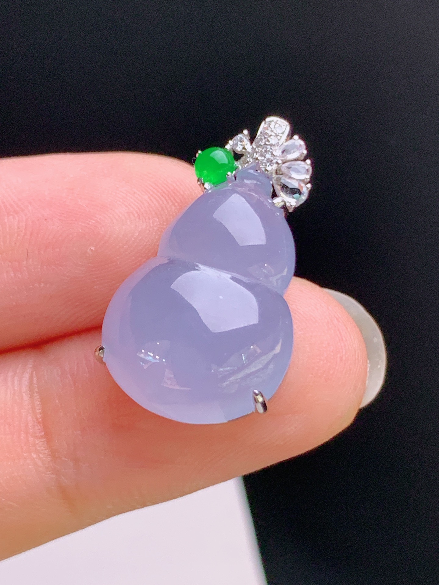 ️ 冰粉紫葫芦吊坠，18K金钻镶嵌，胶感饱满，色泽柔润 裸石17.6-13.5-1 整体23.3 96