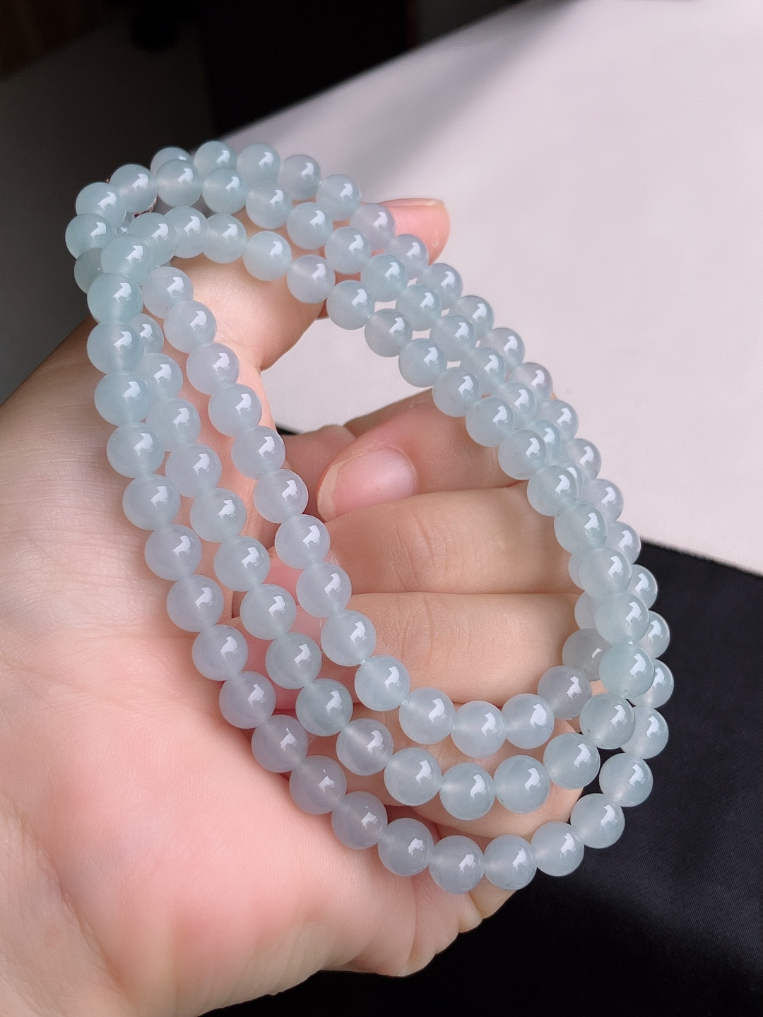 ️，冰透大珠链，晶莹剔透，尺寸7/108颗，自然光实拍