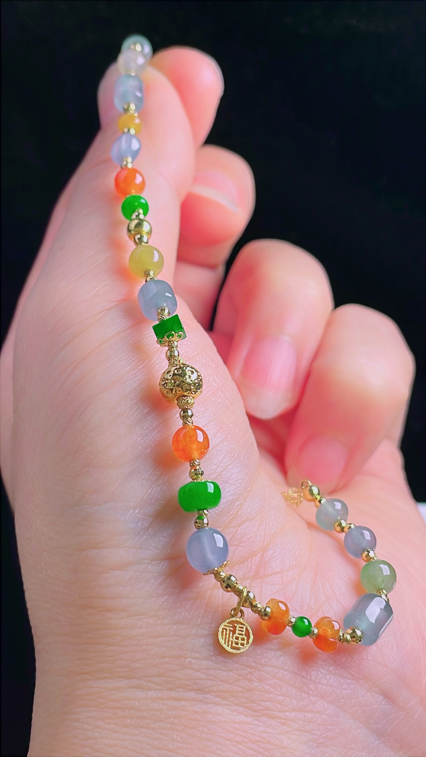 ️冰绿手链，18k镶嵌，老种起光，细底通透，尺寸：6mm0927