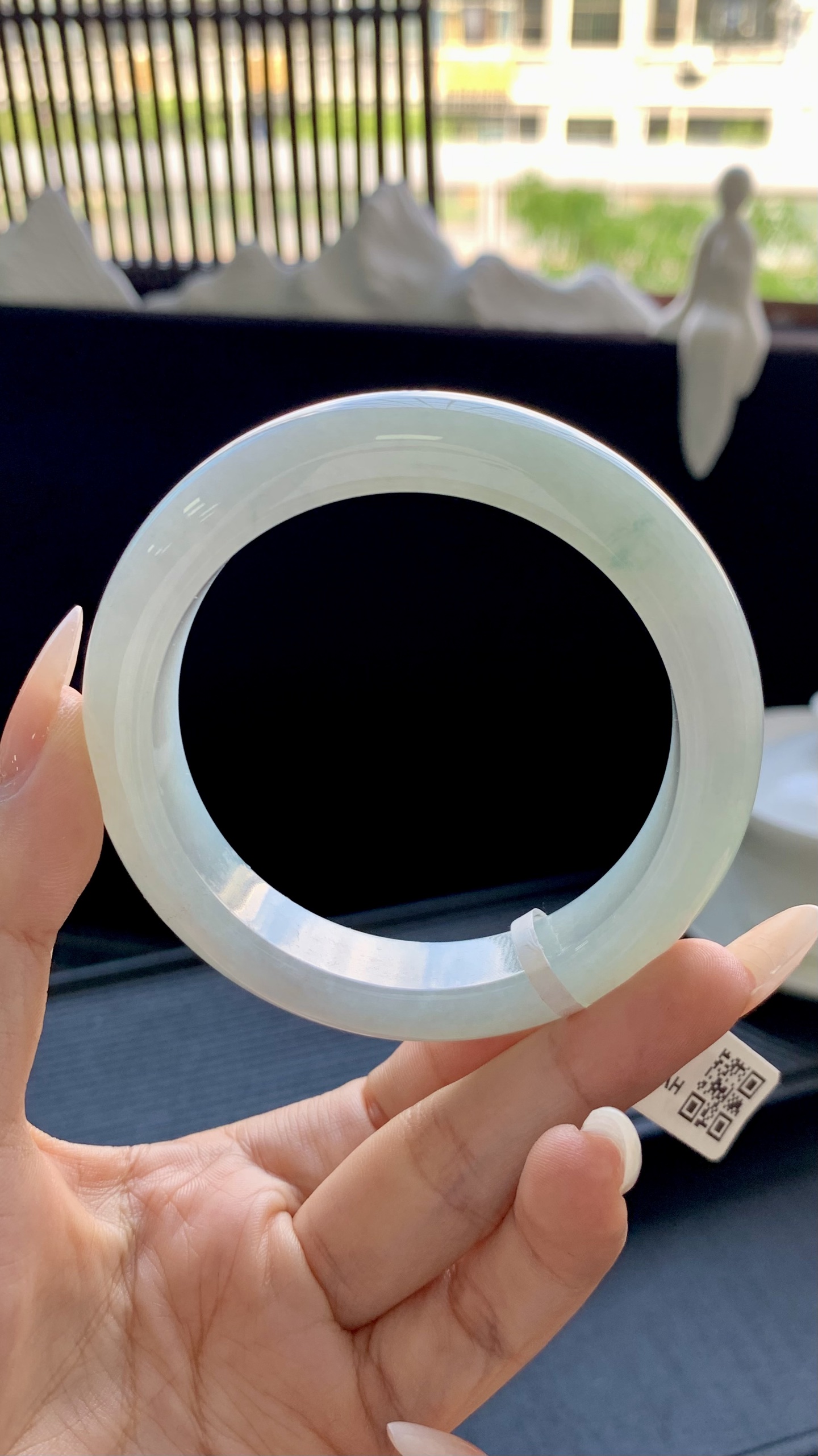 宽版冰晴飘花正圈手镯成品 HYY-4667 尺寸：58-13-9.5