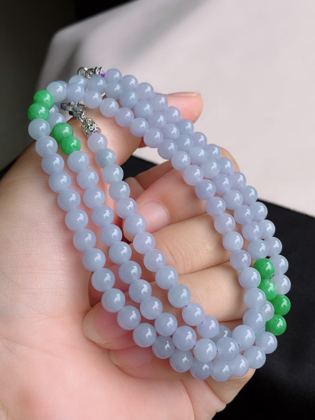️，双彩珠链，晶莹剔透，尺寸5.8/3圈半，自然光实拍