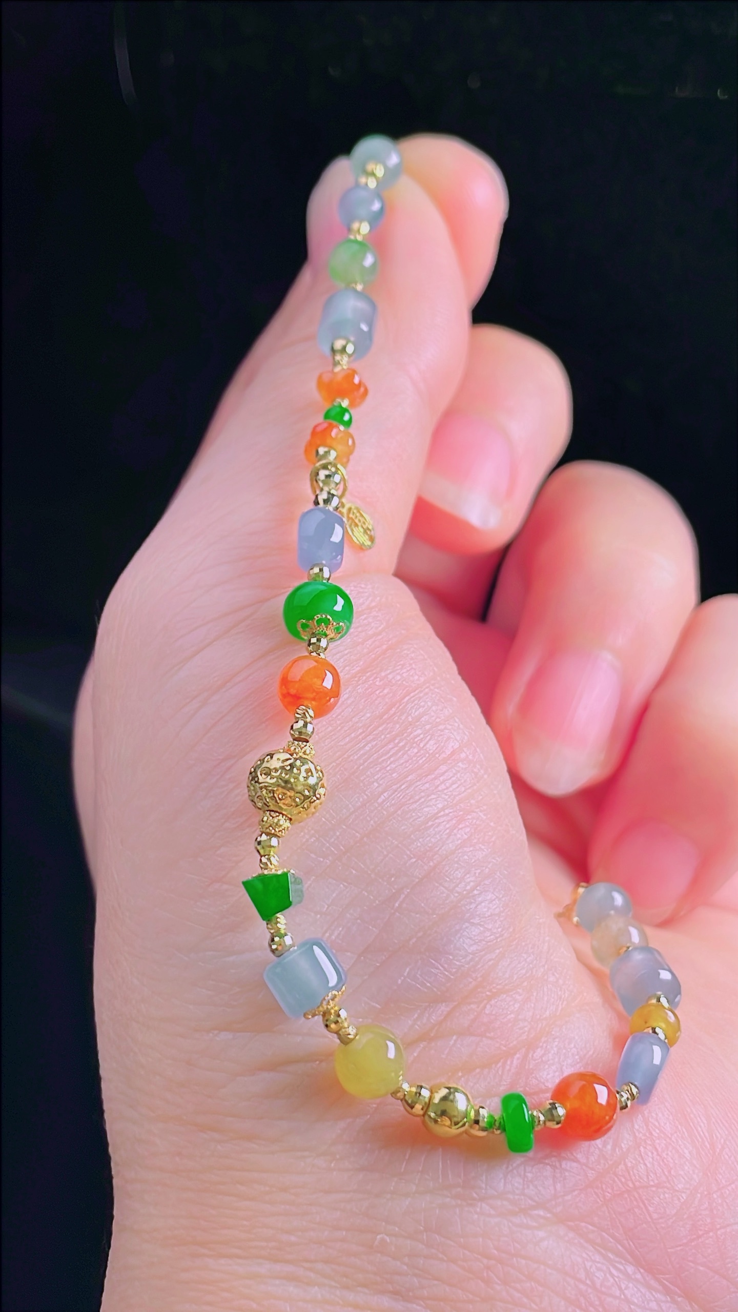 ️冰绿手链，18k镶嵌，老种起光，细底通透，尺寸：6mm0927