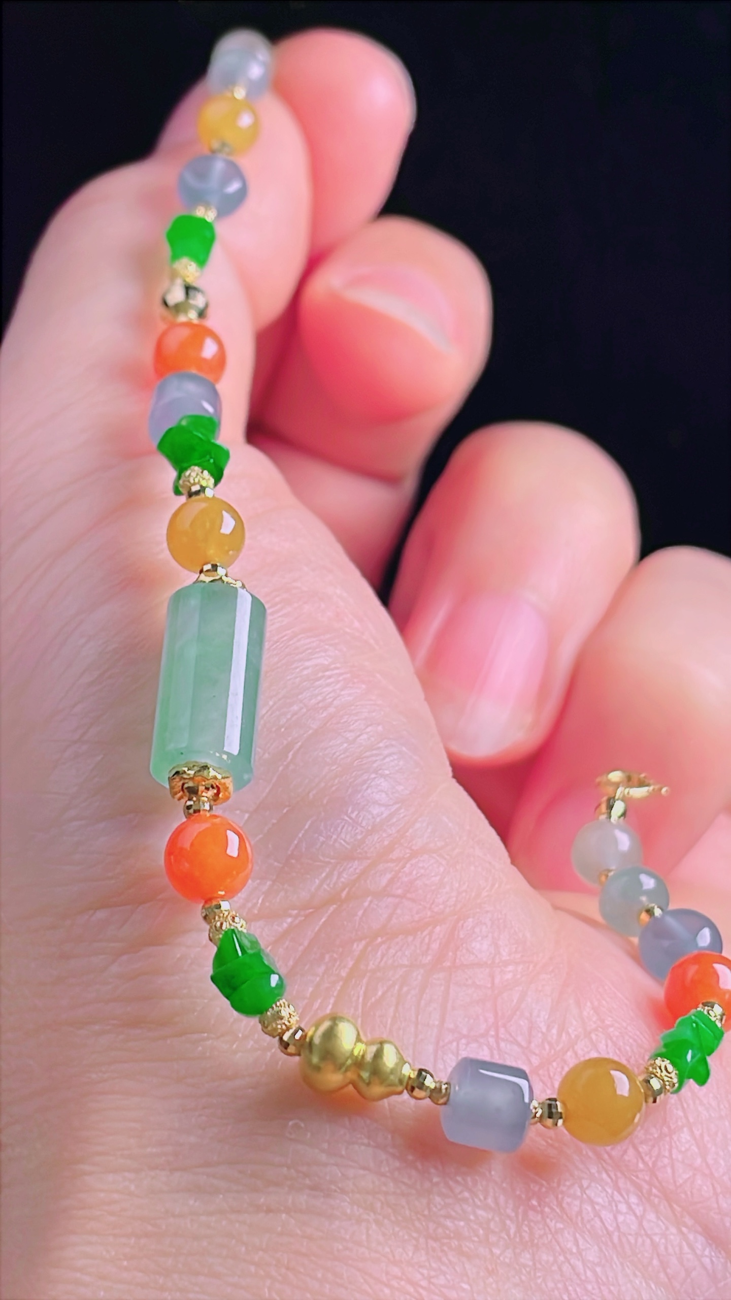 ️冰绿手链，18k镶嵌，老种起光，细底通透，尺寸：6.8mm0927