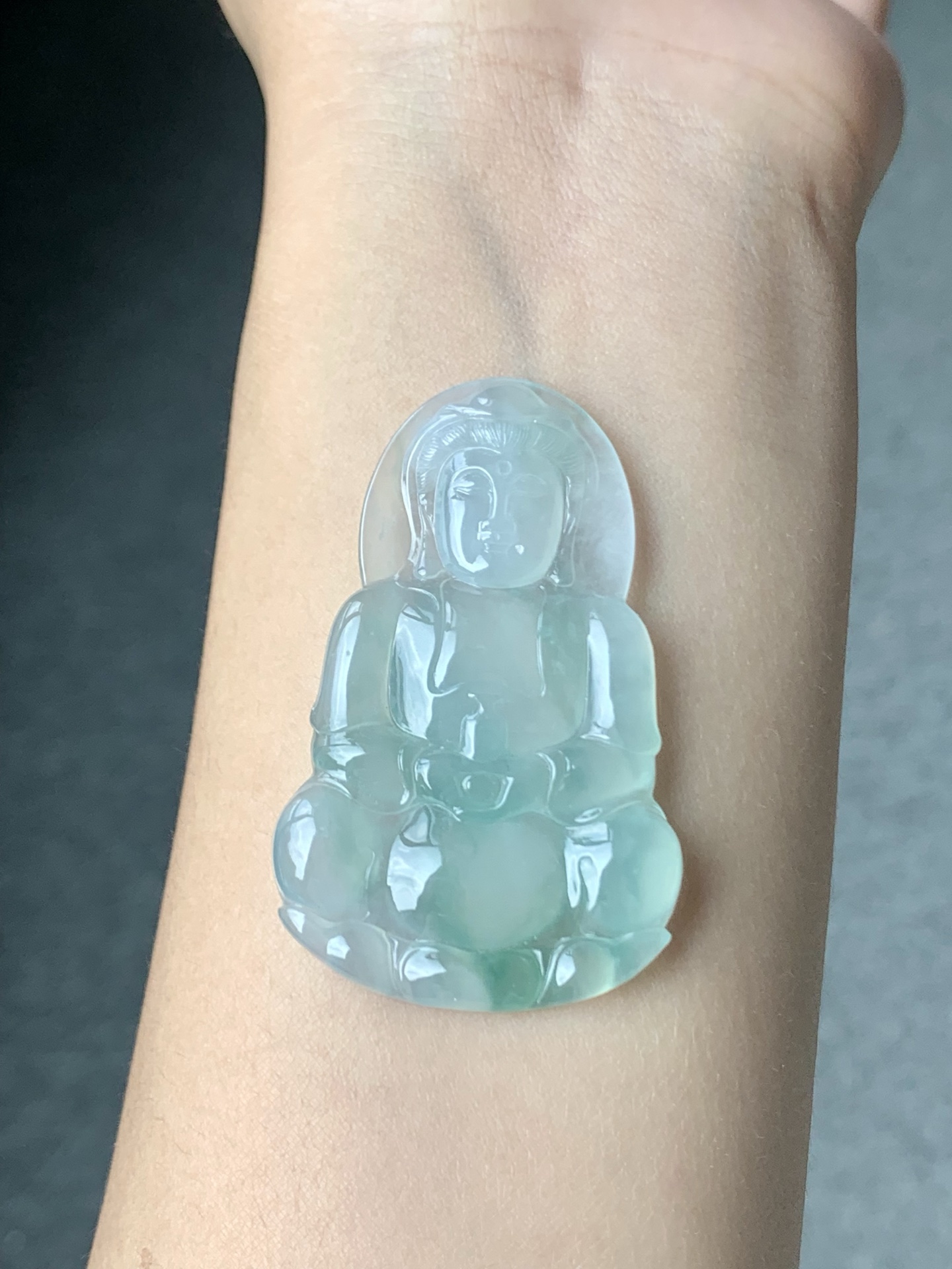 冰种飘花观音 水润饱满 飘花飘逸 尺寸50.2-32–4.3【D8217BFB】