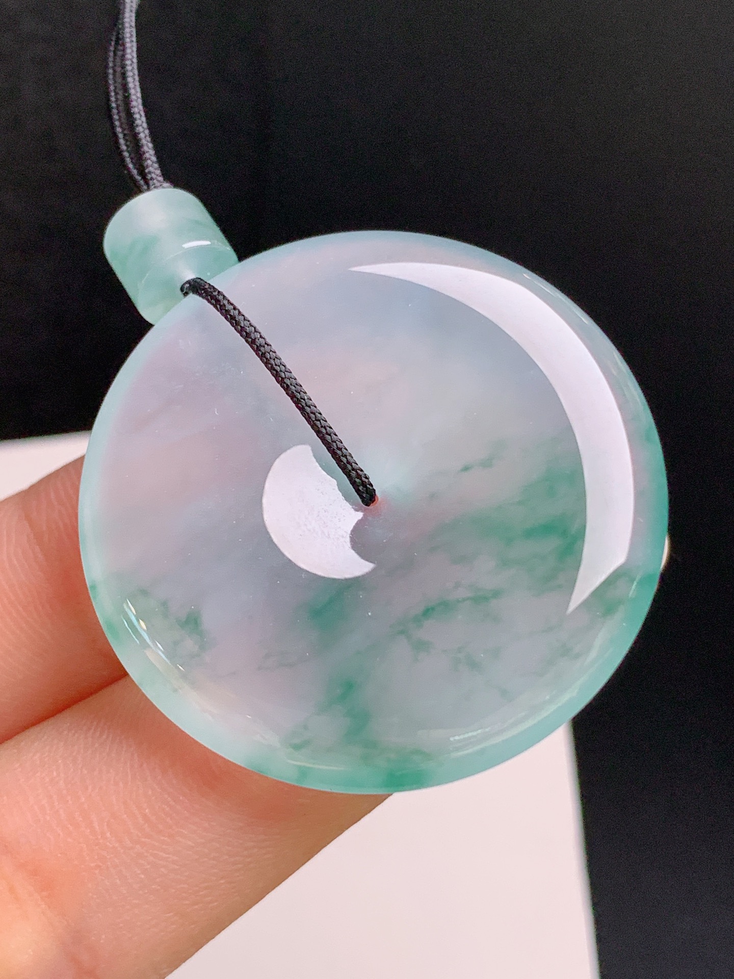 ️ 冰种飘花平安扣，厚装饱满，飘花灵动，光感十足 裸石34-5.9 11