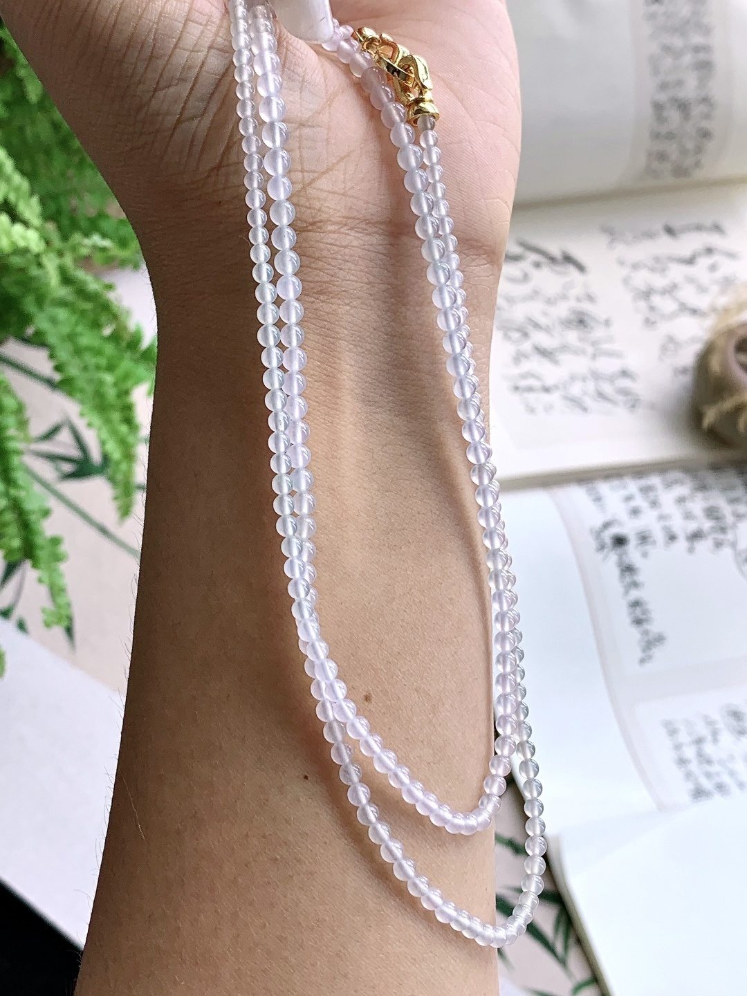【珠子】️冰种珠链圆珠子珠链 【说明】缅甸 性比高 【尺寸】2.7mm，31cm 【重量】12.2克