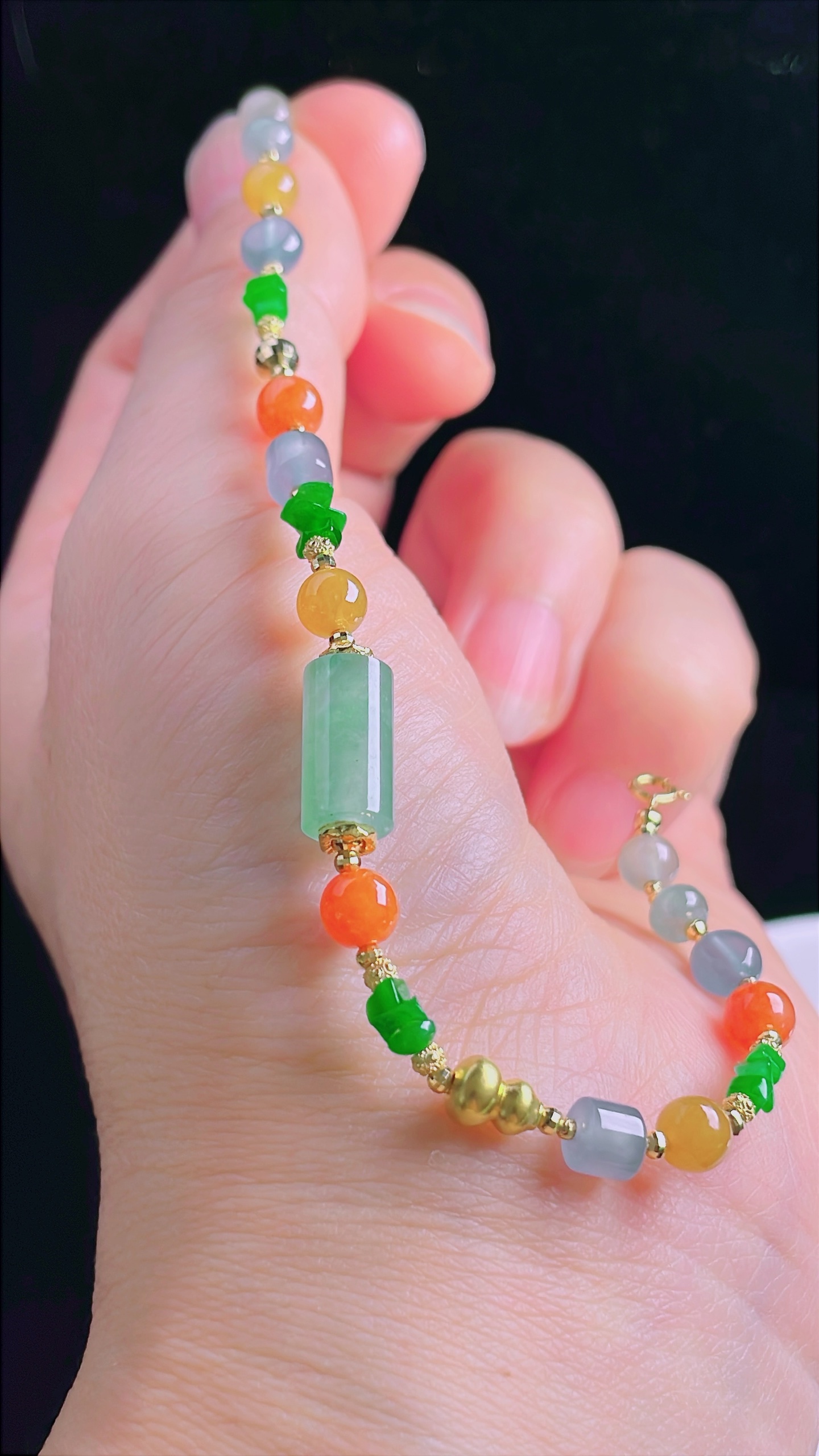 ️冰绿手链，18k镶嵌，老种起光，细底通透，尺寸：6.8mm0927