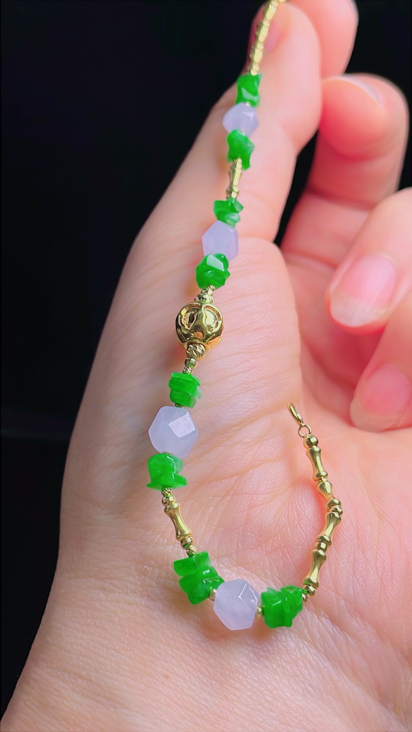 ️辣绿手链，18k镶嵌，老种起光，细底通透，尺寸：7.2mm0927