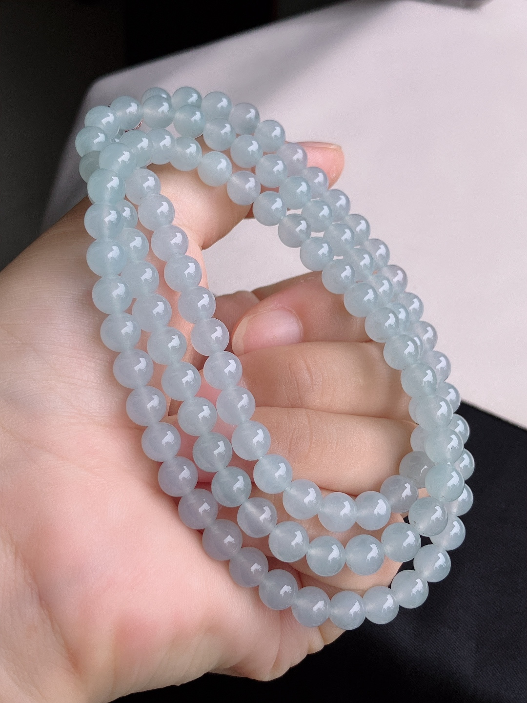 ️，冰透大珠链，晶莹剔透，尺寸7/108颗，自然光实拍