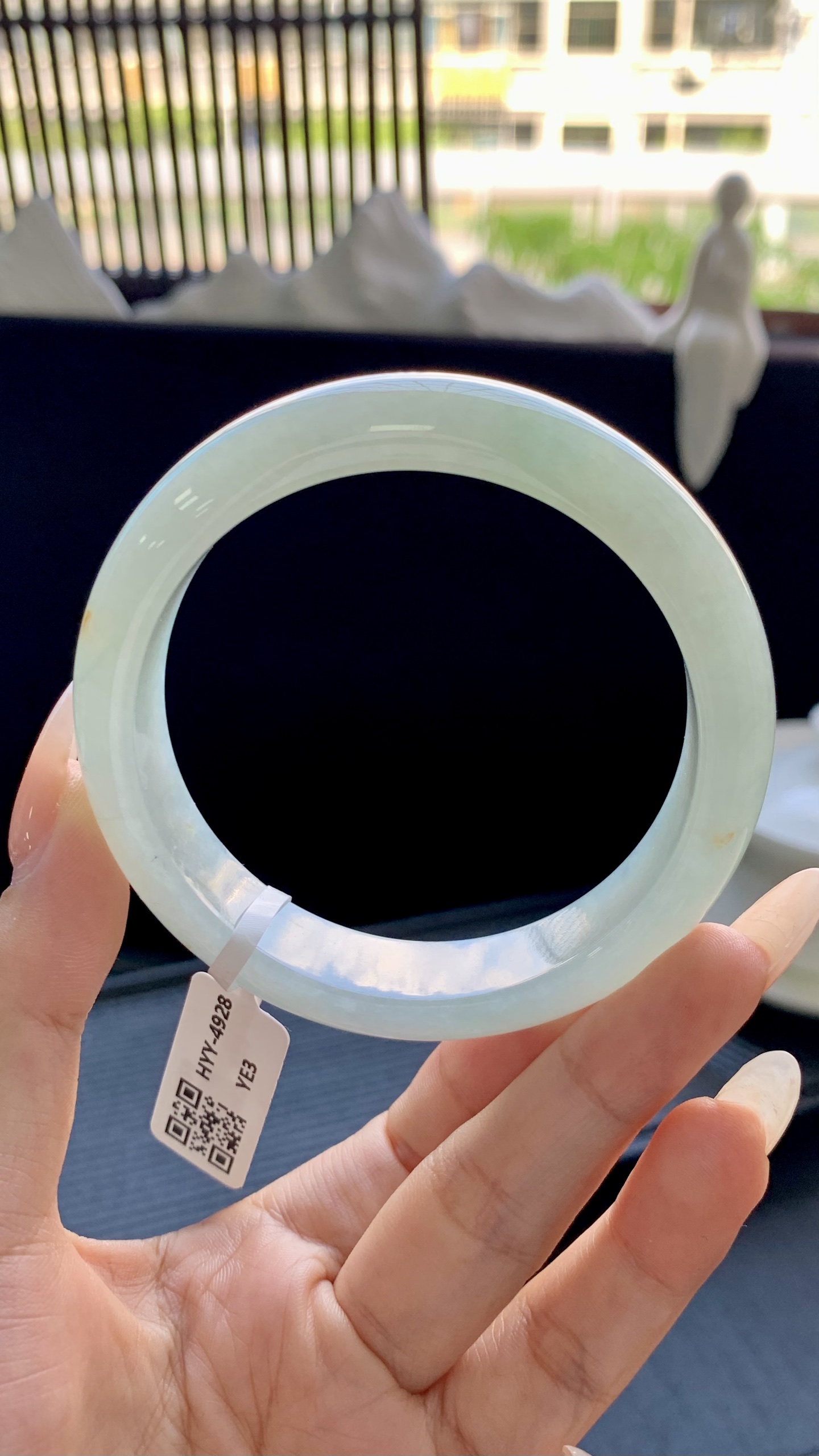 宽版冰晴洒金正圈手镯成品 HYY-4928 尺寸：58-14-8