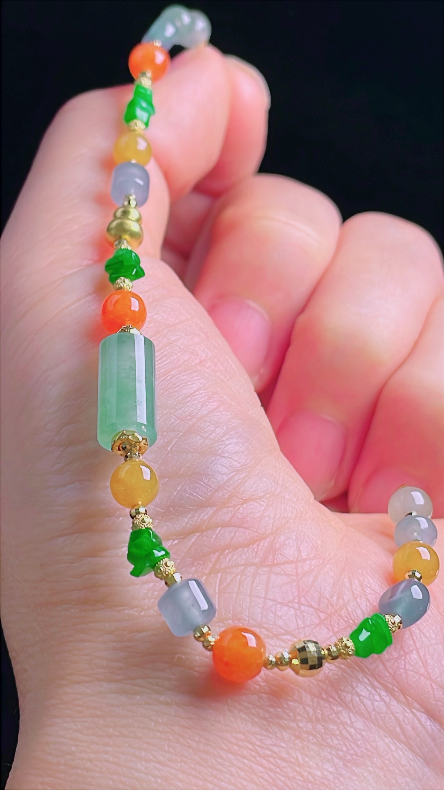️冰绿手链，18k镶嵌，老种起光，细底通透，尺寸：6.8mm0927