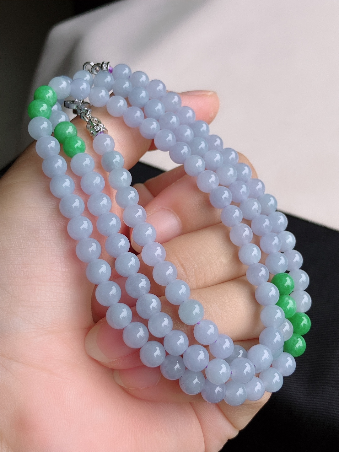 ️，双彩珠链，晶莹剔透，尺寸5.8/3圈半，自然光实拍
