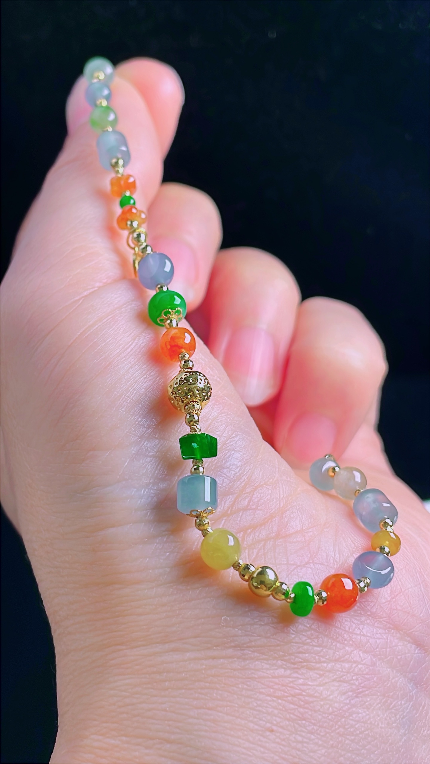 ️冰绿手链，18k镶嵌，老种起光，细底通透，尺寸：6mm0927