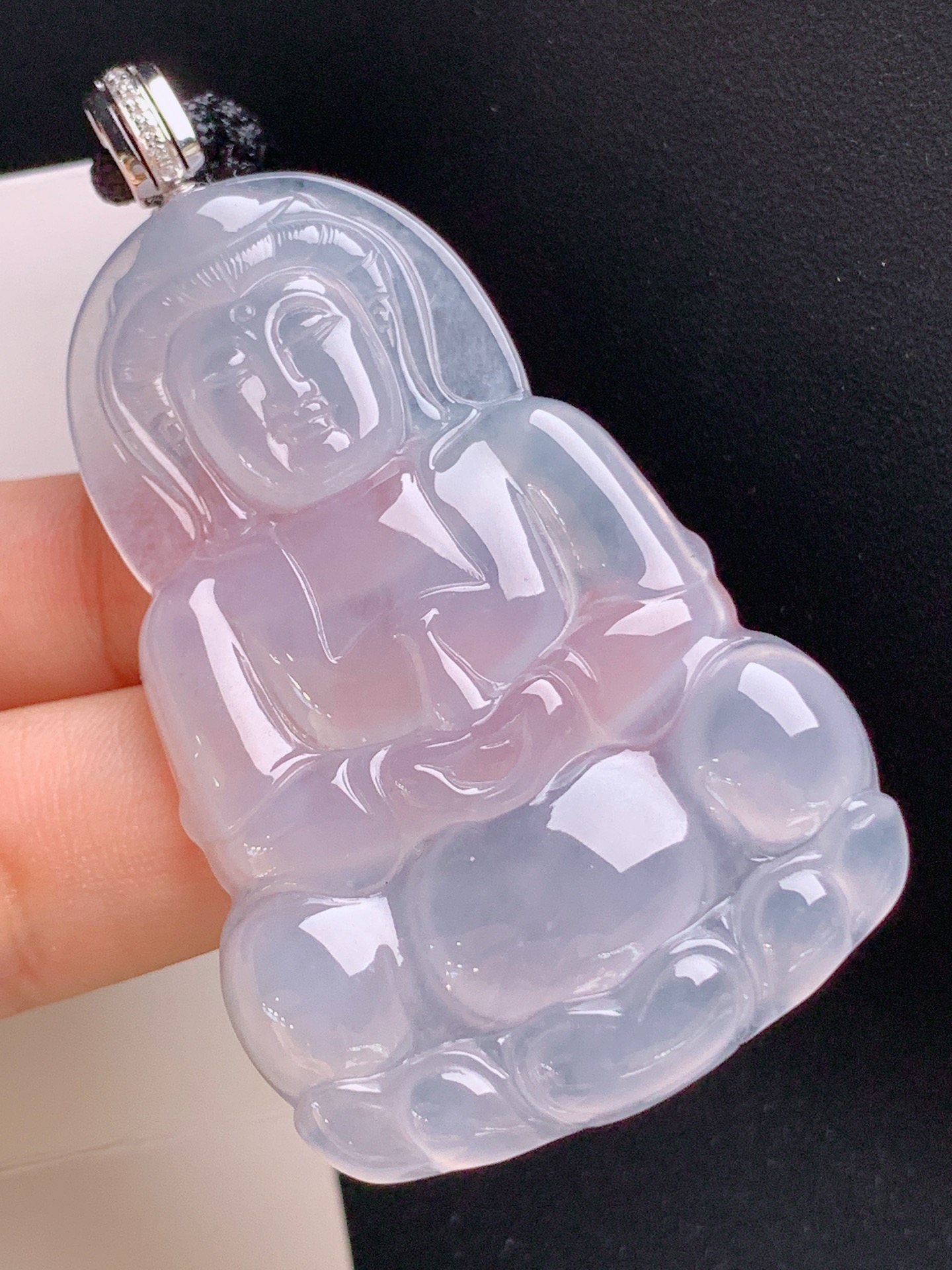 ️ 冰种观音吊坠，冰透起光，雕工精细，料子厚装 裸石58.8-38.3-4.7 整体69.2 17