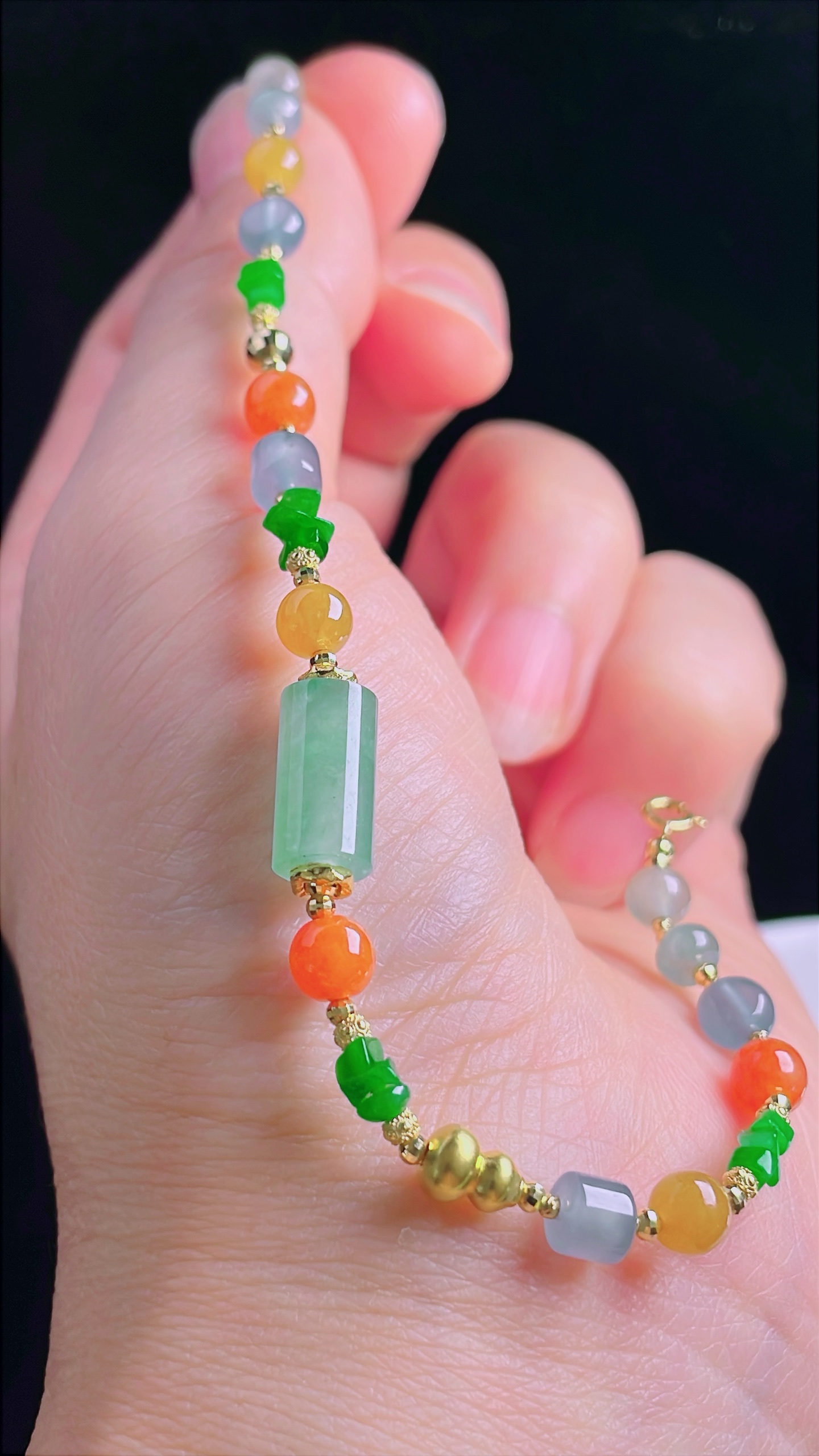 ️冰绿手链，18k镶嵌，老种起光，细底通透，尺寸：6.8mm0927