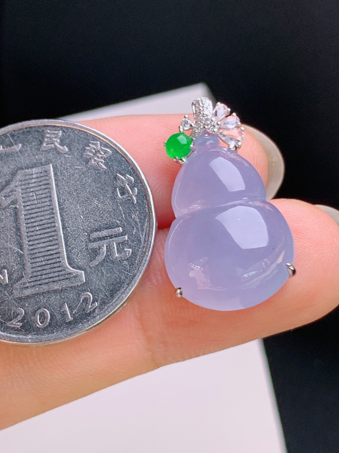 ️ 冰粉紫葫芦吊坠，18K金钻镶嵌，胶感饱满，色泽柔润 裸石17.6-13.5-1 整体23.3 96