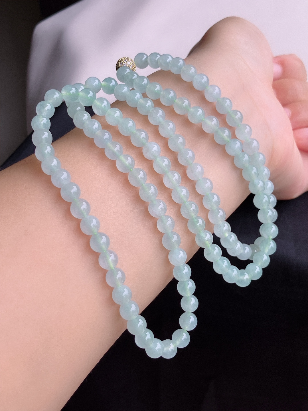️，底色项链，晶莹剔透，尺寸6.5/108颗，自然光实拍