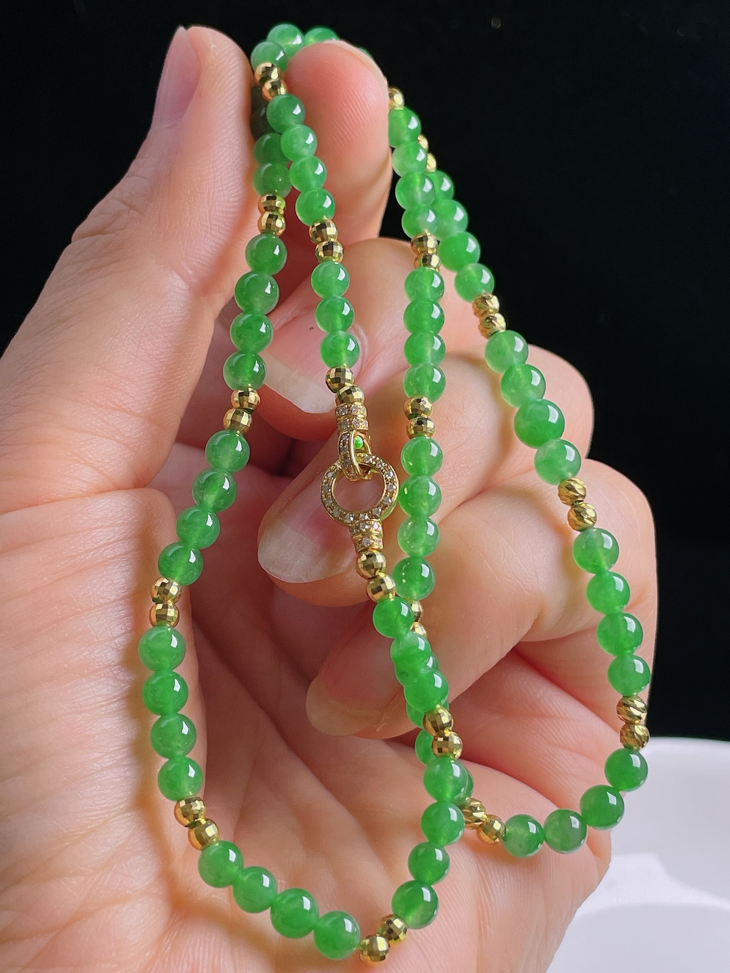 ️冰绿项链，老种起光，细底通透，尺寸：4.2mm0927