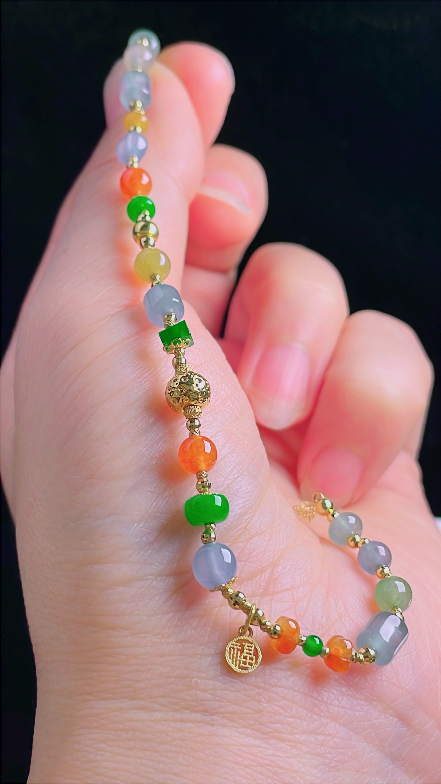 ️冰绿手链，18k镶嵌，老种起光，细底通透，尺寸：6mm0927