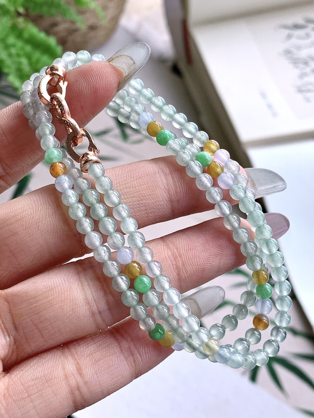 【珠子】️冰多宝珠链圆珠子珠链 【说明】缅甸 性比高 【尺寸】3.8mm，31cm 【重量】17.4克