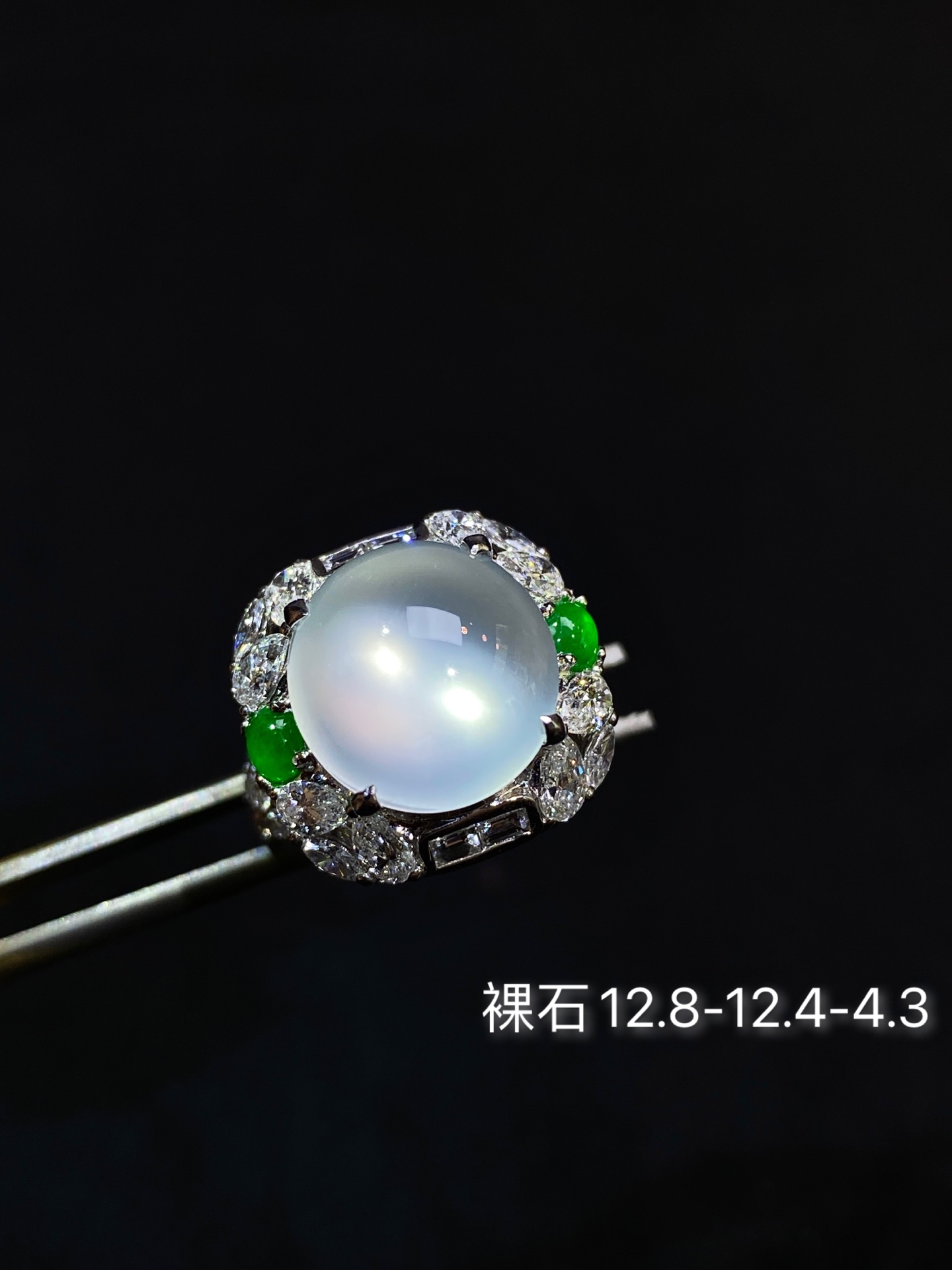 冰种玻蛋面戒指 整体：17.0-17.8-15.0 裸石：12.8-12.4-4.3 01JP260