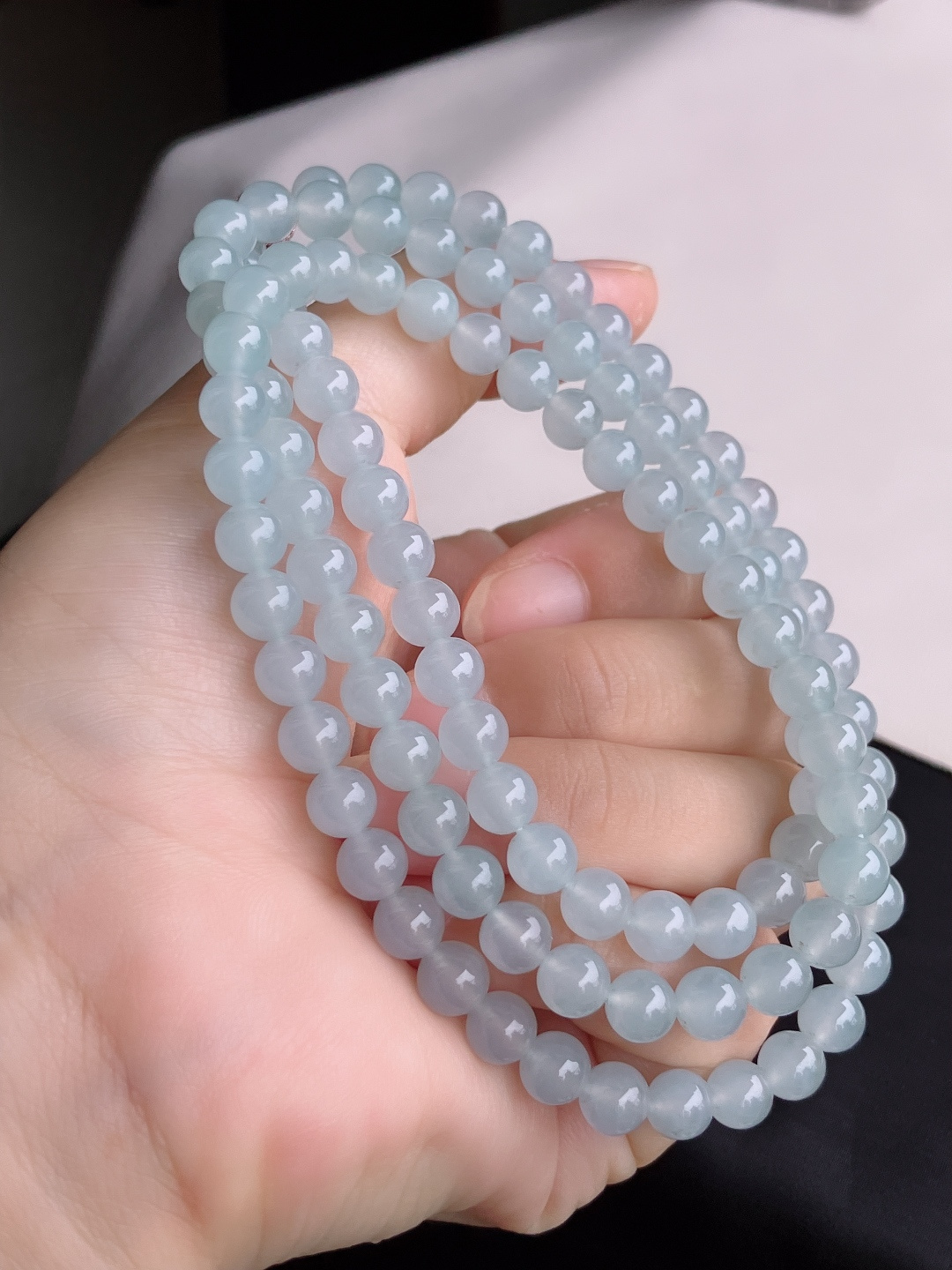 ️，冰透大珠链，晶莹剔透，尺寸7/108颗，自然光实拍