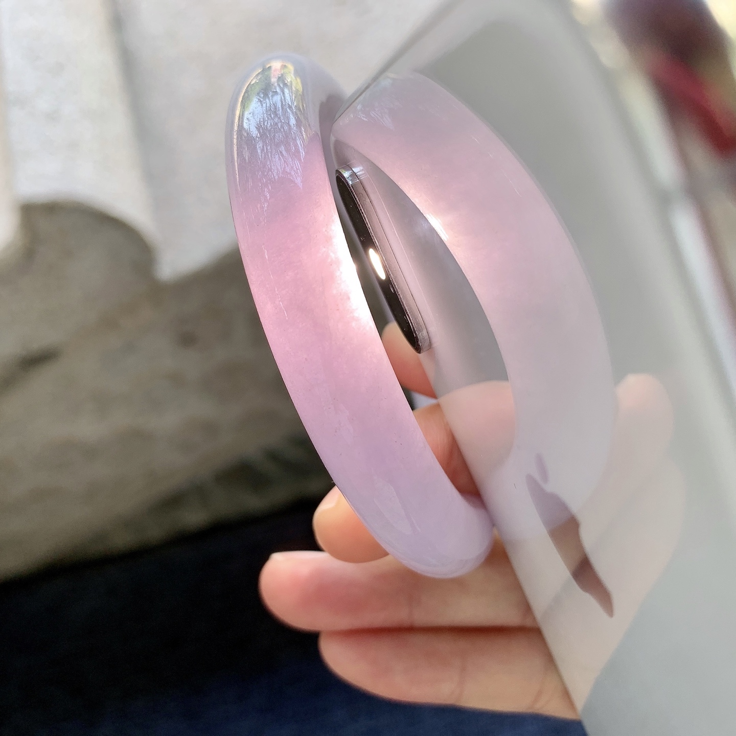 圆条55 56 圈口56.1/11.6/11.4 编码WW092826 细糯满紫，水润，种老，细腻，打灯有棉线