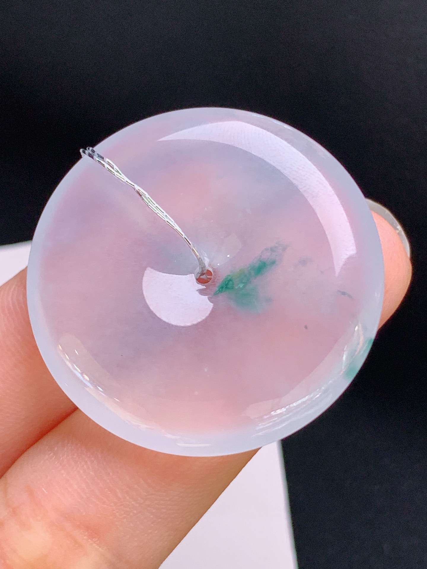 ️ 冰种飘花平安扣，通透起光，飘花灵动，质感细腻，裸石33.9-5.8
