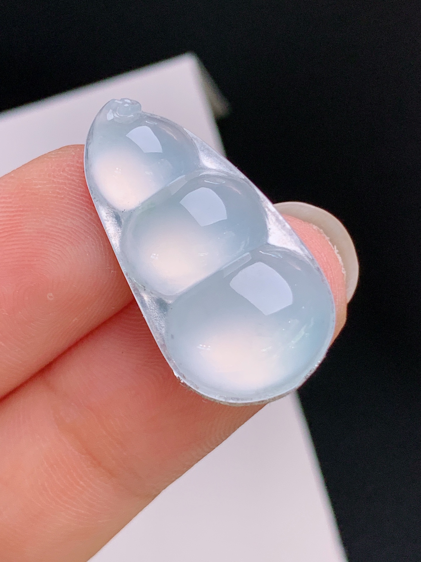 ️ 冰种福豆裸石，清透起荧，底子干净