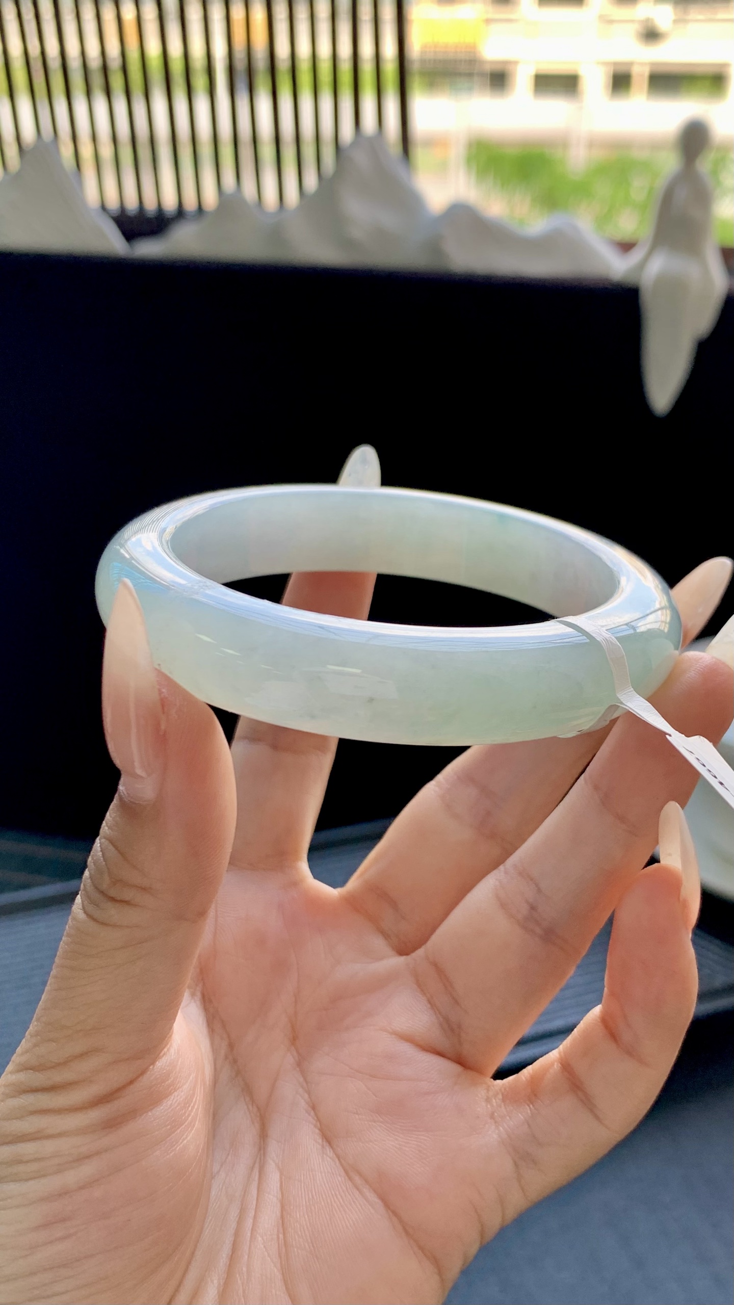 宽版冰晴飘花正圈手镯成品 HYY-4667 尺寸：58-13-9.5