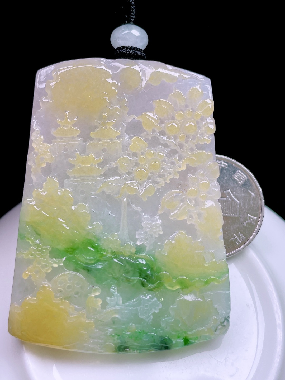 ️ 冰三彩山水牌 色泽艳丽，层次分明 尺寸：59.6/45.4/5.8