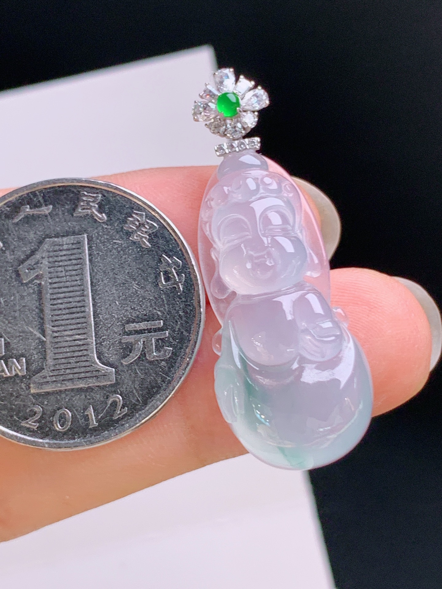 ️ 冰种飘花宝宝观音吊坠，18K金镶，冰润透亮，质感上乘 裸石28.3-13.5-6.6 整体36.8 530923