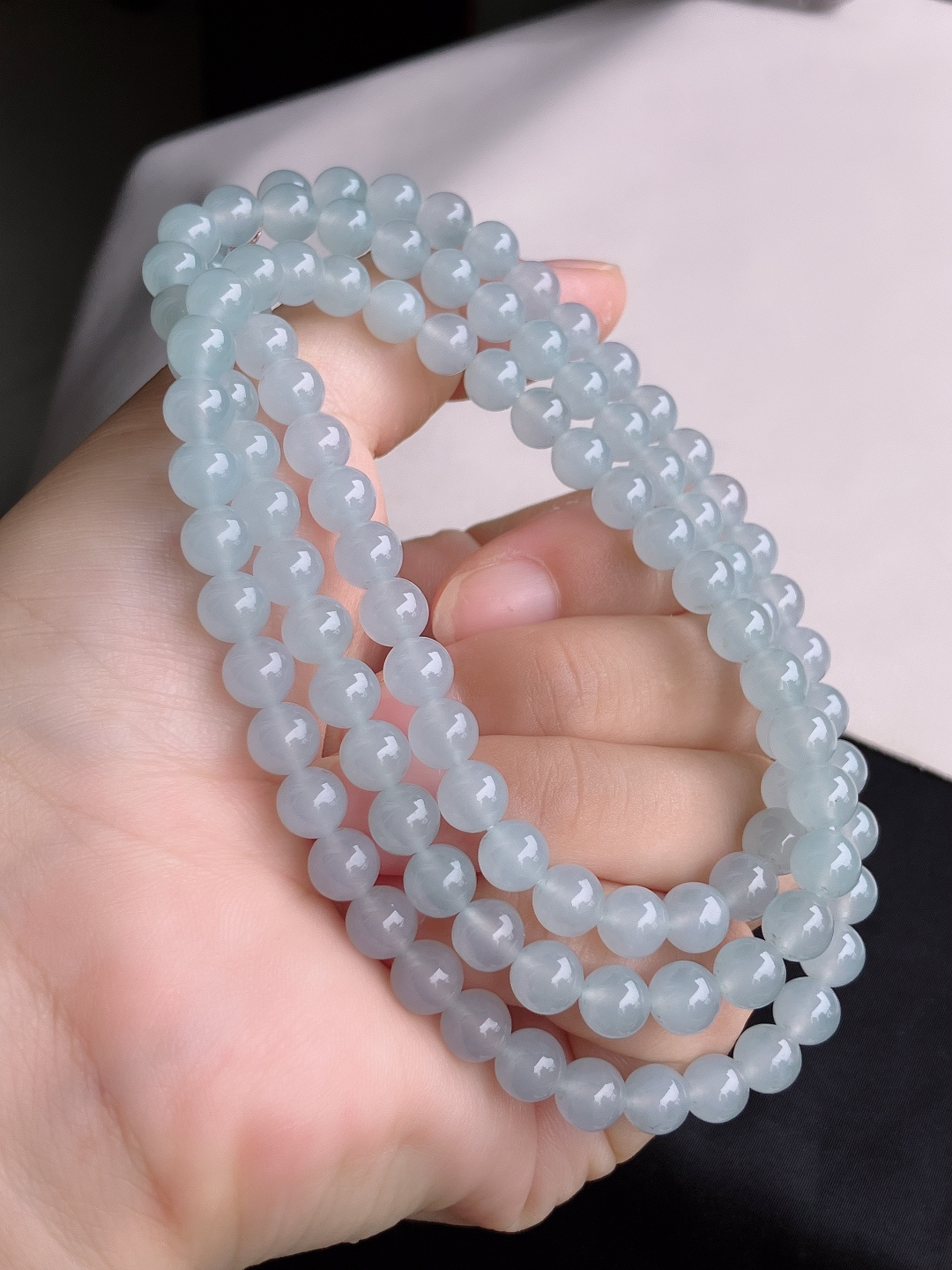 ️，冰透大珠链，晶莹剔透，尺寸7/108颗，自然光实拍