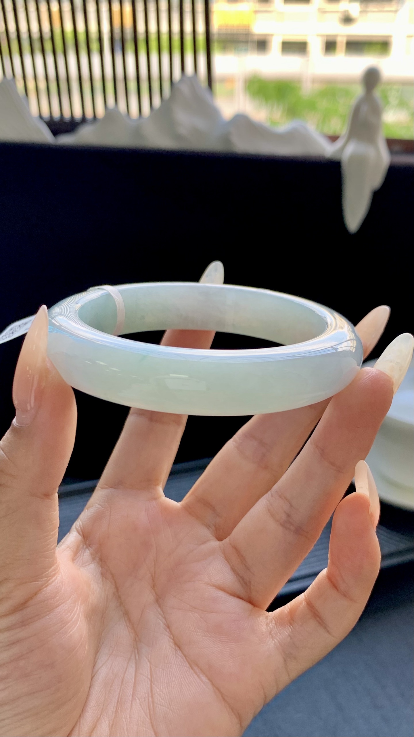 宽版冰晴飘花正圈手镯成品 HYY-4667 尺寸：58-13-9.5