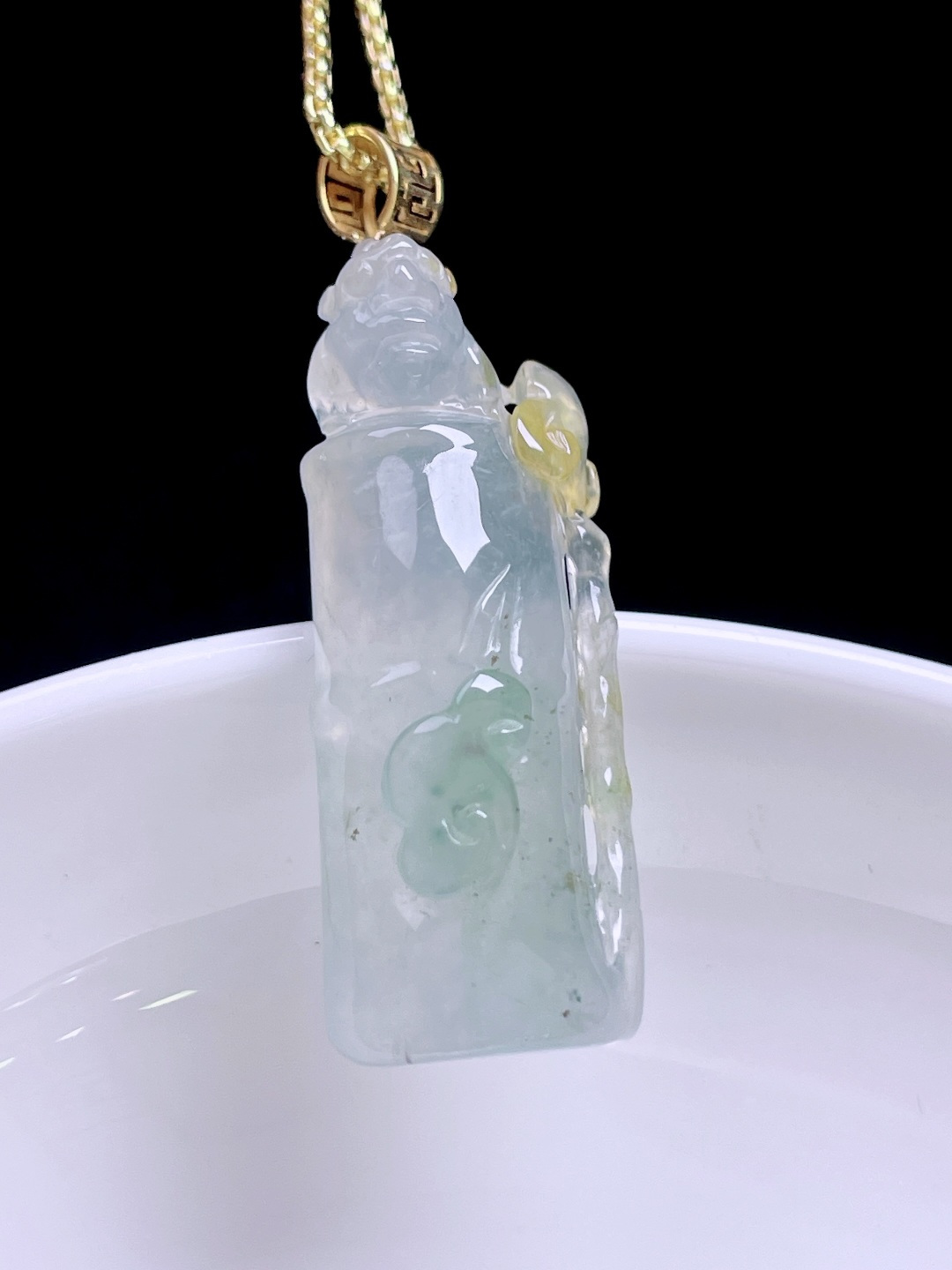 ️ 冰种飘花节节高升 缅甸，无裂，18k金镶嵌 整体：37.7 裸石：33/12.6/7.6
