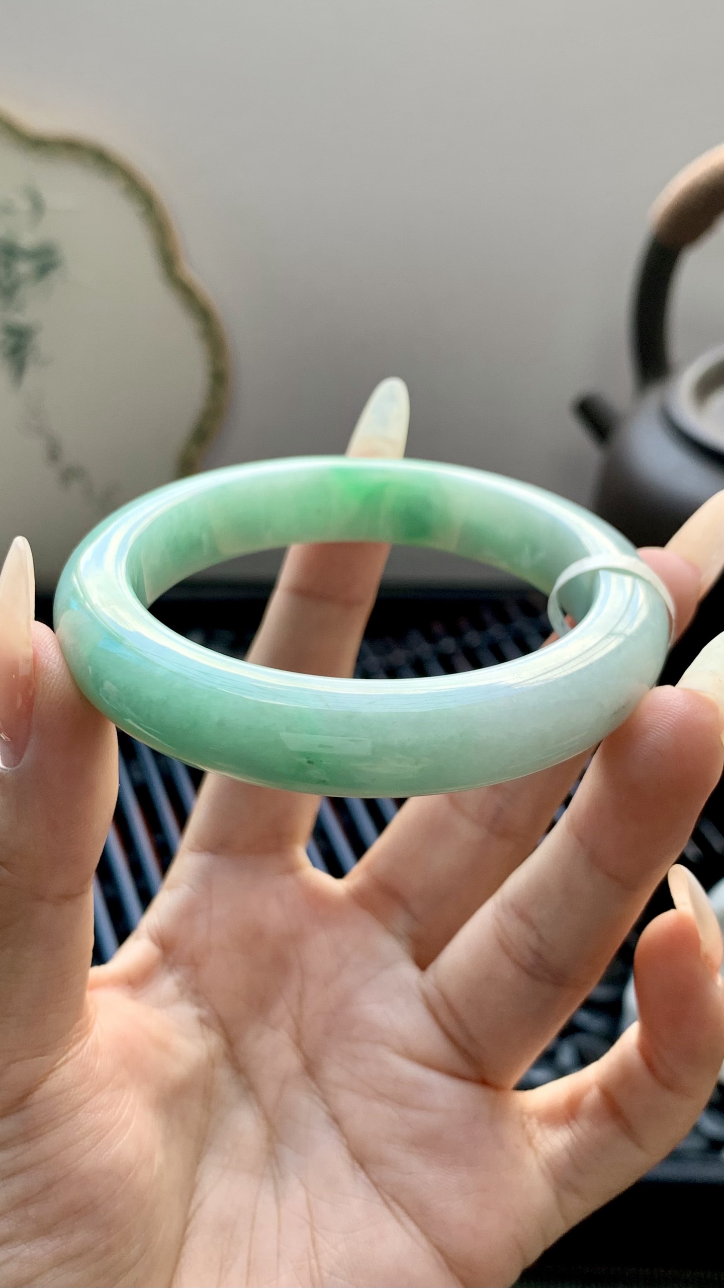 飘绿花正圈手镯成品 A626-25 尺寸：54-11.5-9，A626-25