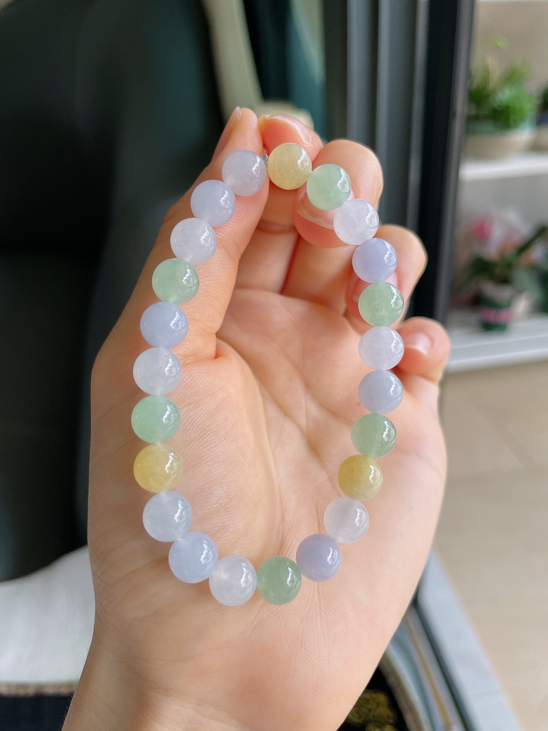 缅甸天然翡翠A货，冰多宝手串，尺寸：8mm。【编4300】