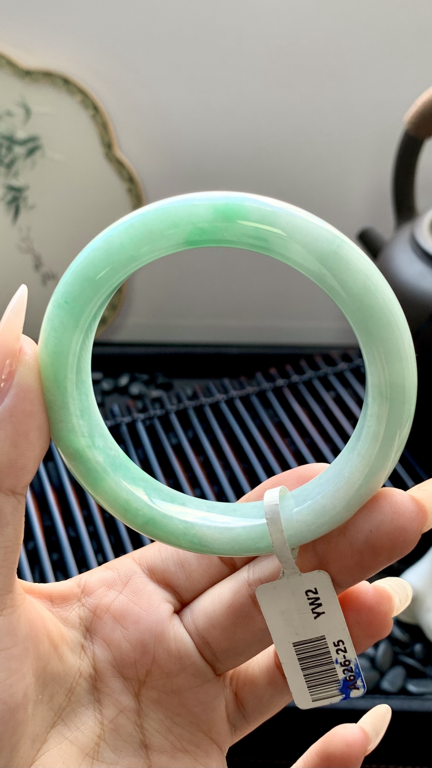 飘绿花正圈手镯成品 A626-25 尺寸：54-11.5-9，A626-25