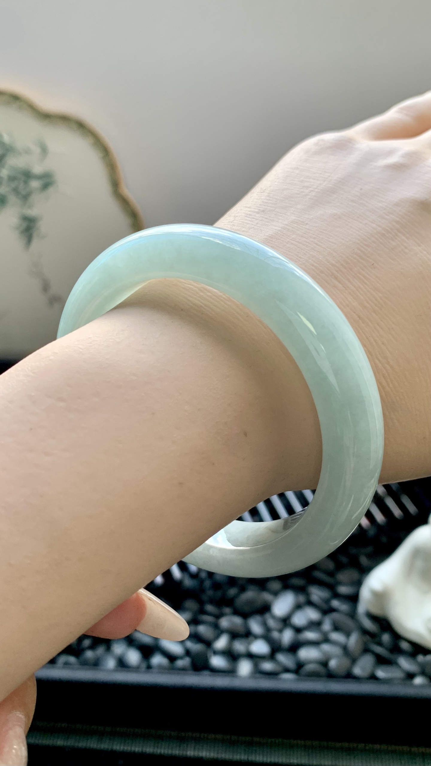 晴蓝正圈手镯成品 HYC-284 尺寸：55-12-9
